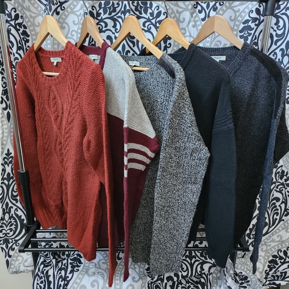 Heather Black Leather Stripe Pullover Sweater - Picture 2 of 3